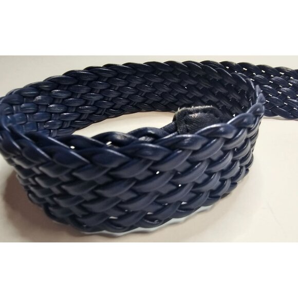 Genuine Leather Braided Belt ML Made In Taiwan Navy Blue 33" Long - Picture 6 of 8